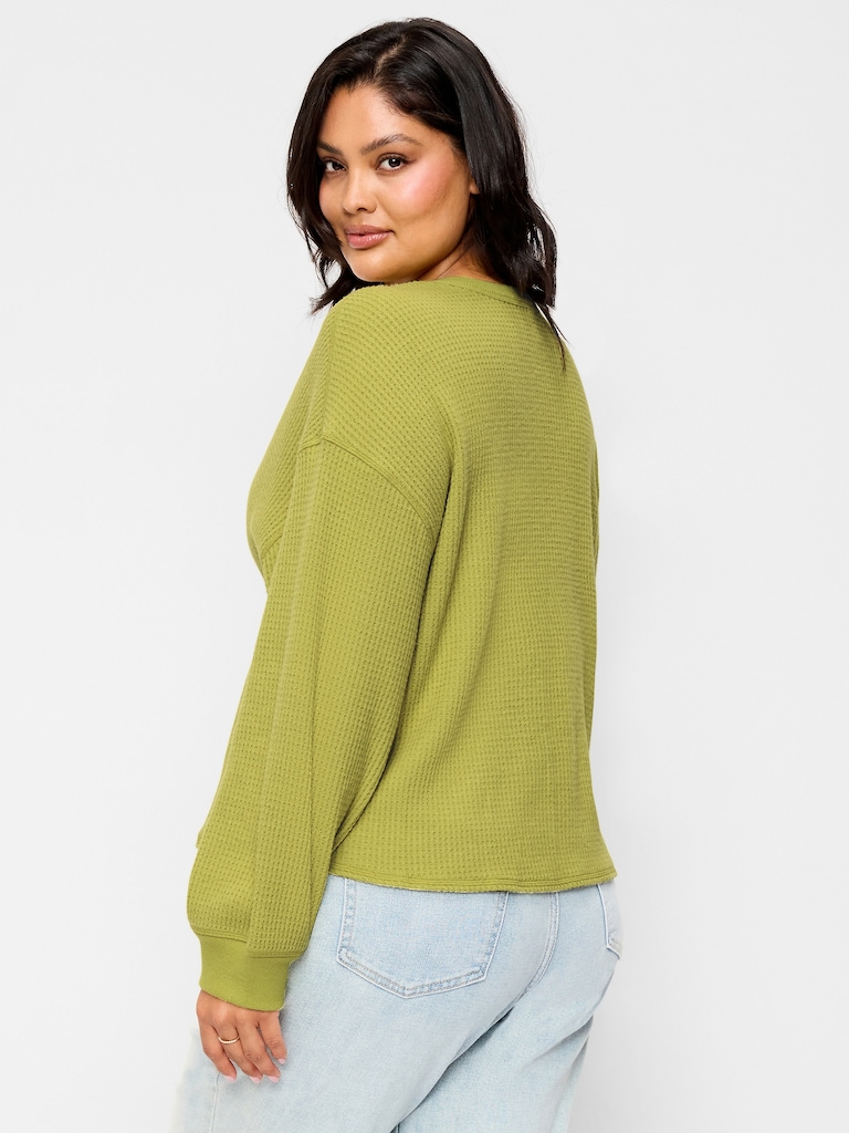 Long-Sleeve Crew-Neck Henley T-Shirt