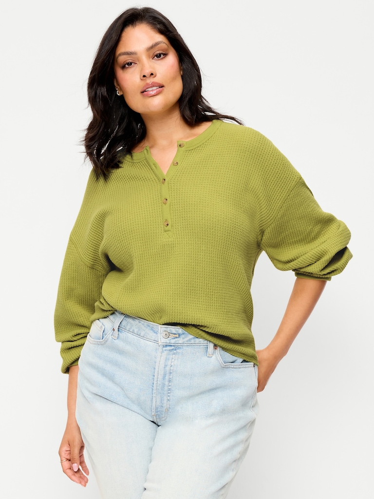 Long-Sleeve Crew-Neck Henley T-Shirt