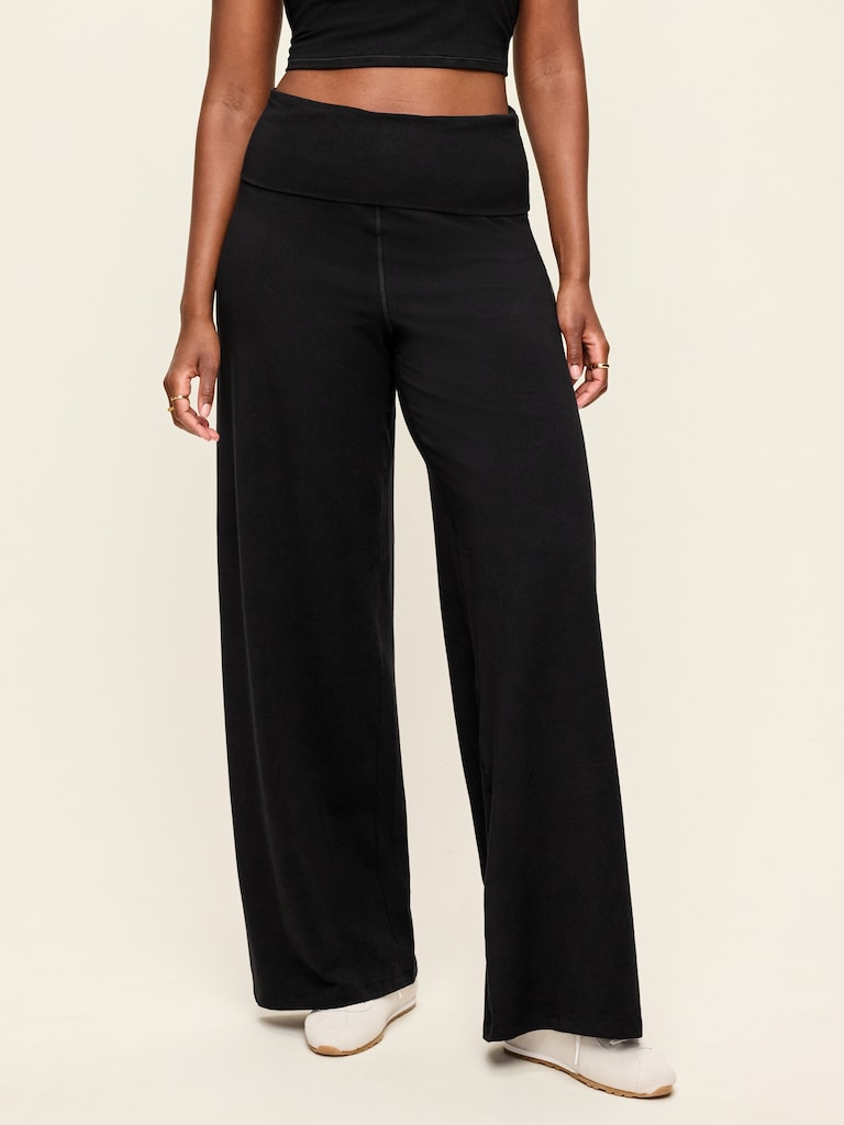 High-Waisted PowerChill Fold-Over Wide-Leg Pants