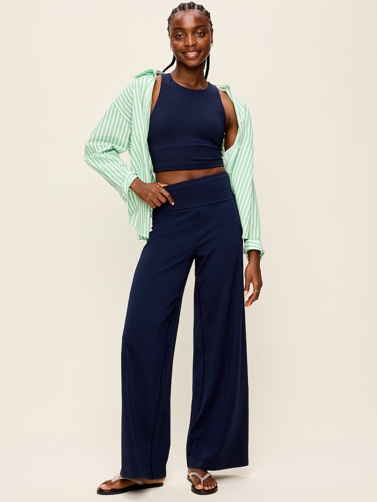High-Waisted PowerChill Fold-Over Wide-Leg Pants