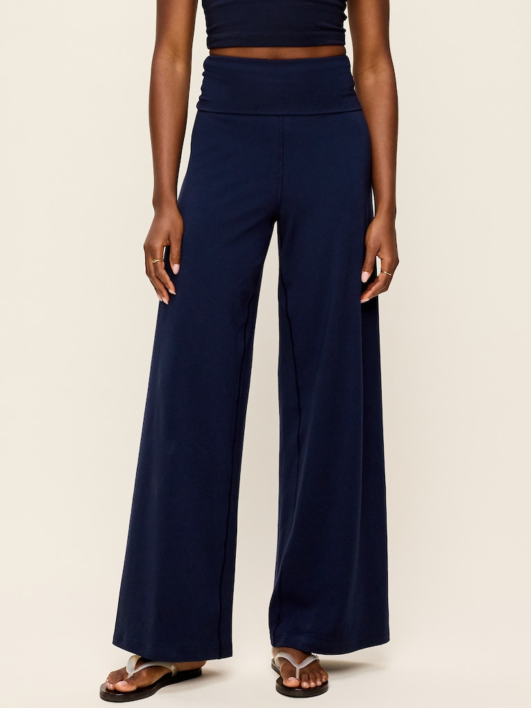 High-Waisted PowerChill Fold-Over Wide-Leg Pants
