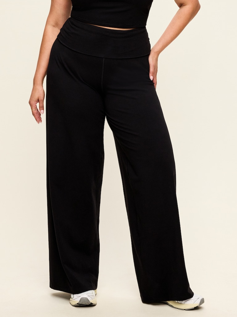 High-Waisted PowerChill Fold-Over Wide-Leg Pants