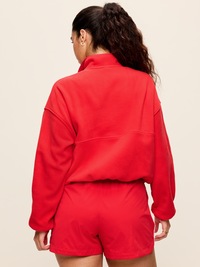 Oversized Half-Zip Cropped Fleece Sweatshirt