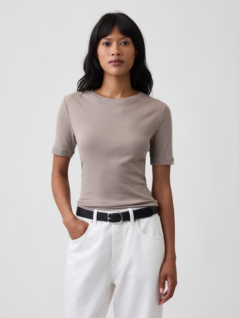 Modern Ribbed Crewneck T-Shirt