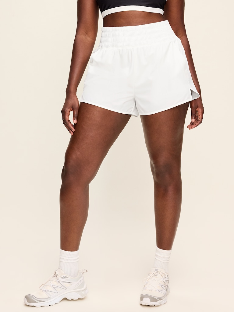 Extra High-Waisted Crinkle Run Shorts -- 3-inch inseam