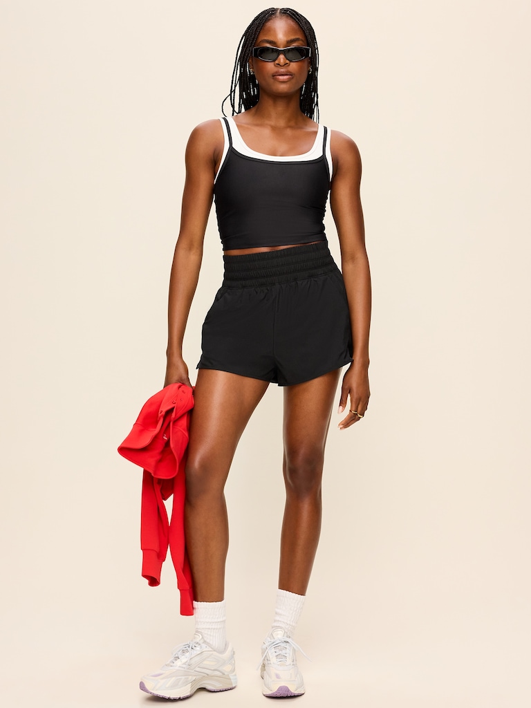 Extra High-Waisted Crinkle Run Shorts -- 3-inch inseam
