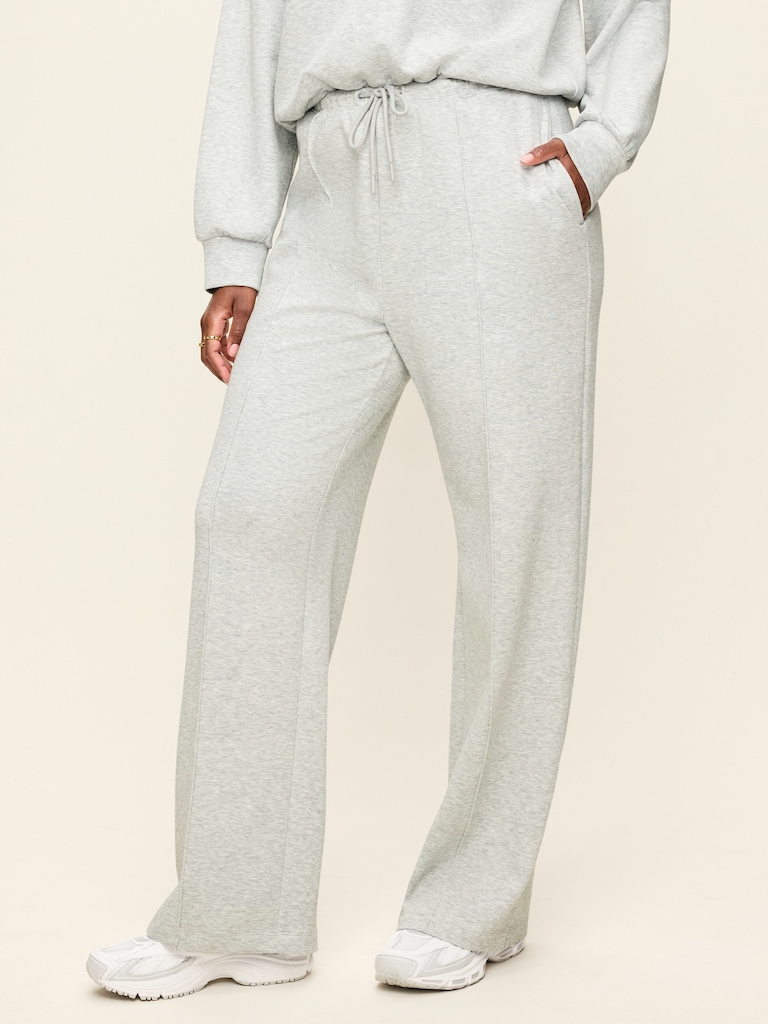 Mid-Rise Dynamic Fleece Textured Wide-Leg Sweatpants