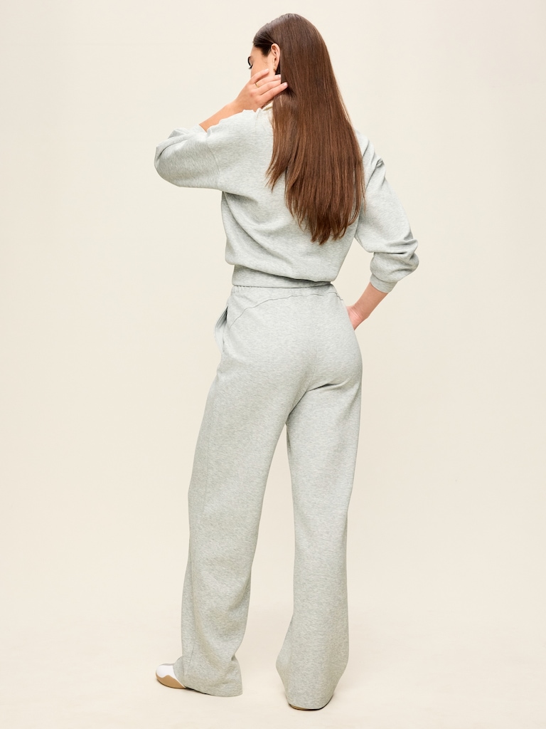 Mid-Rise Dynamic Fleece Textured Wide-Leg Sweatpants