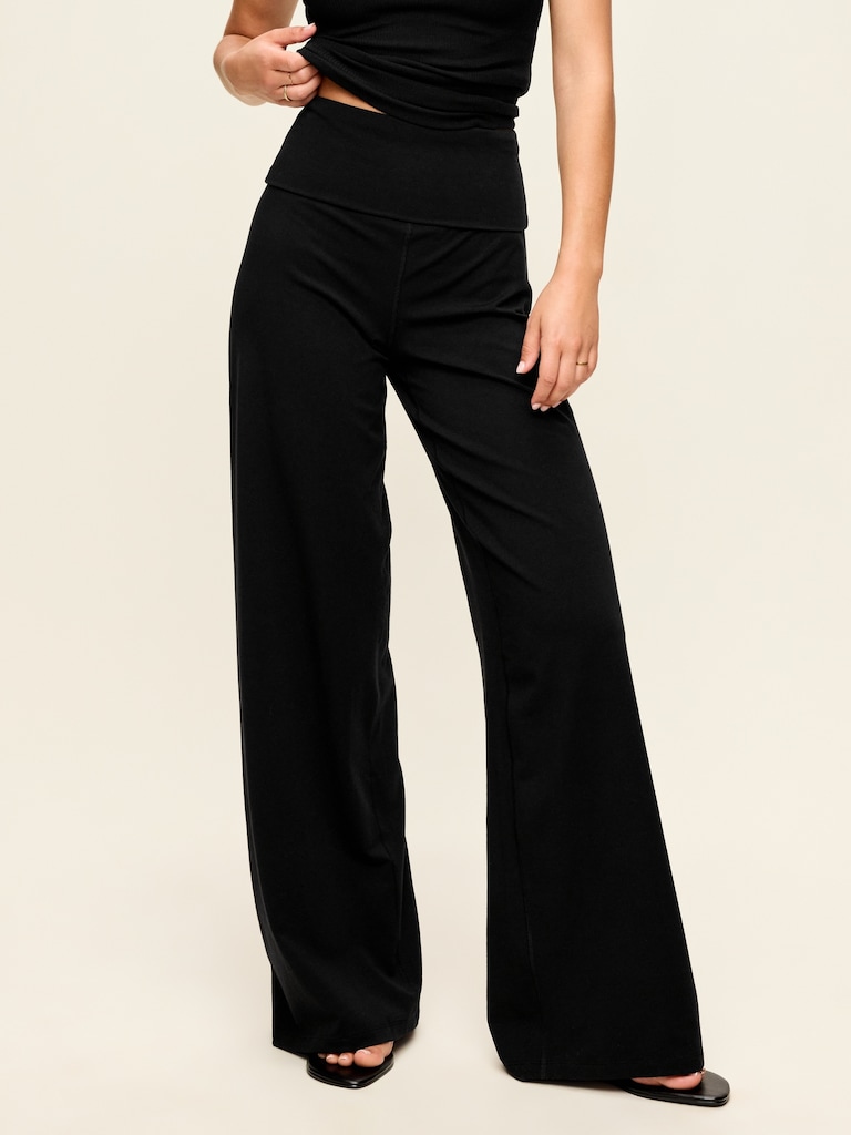 High-Waisted PowerChill Fold-Over Wide-Leg Pants