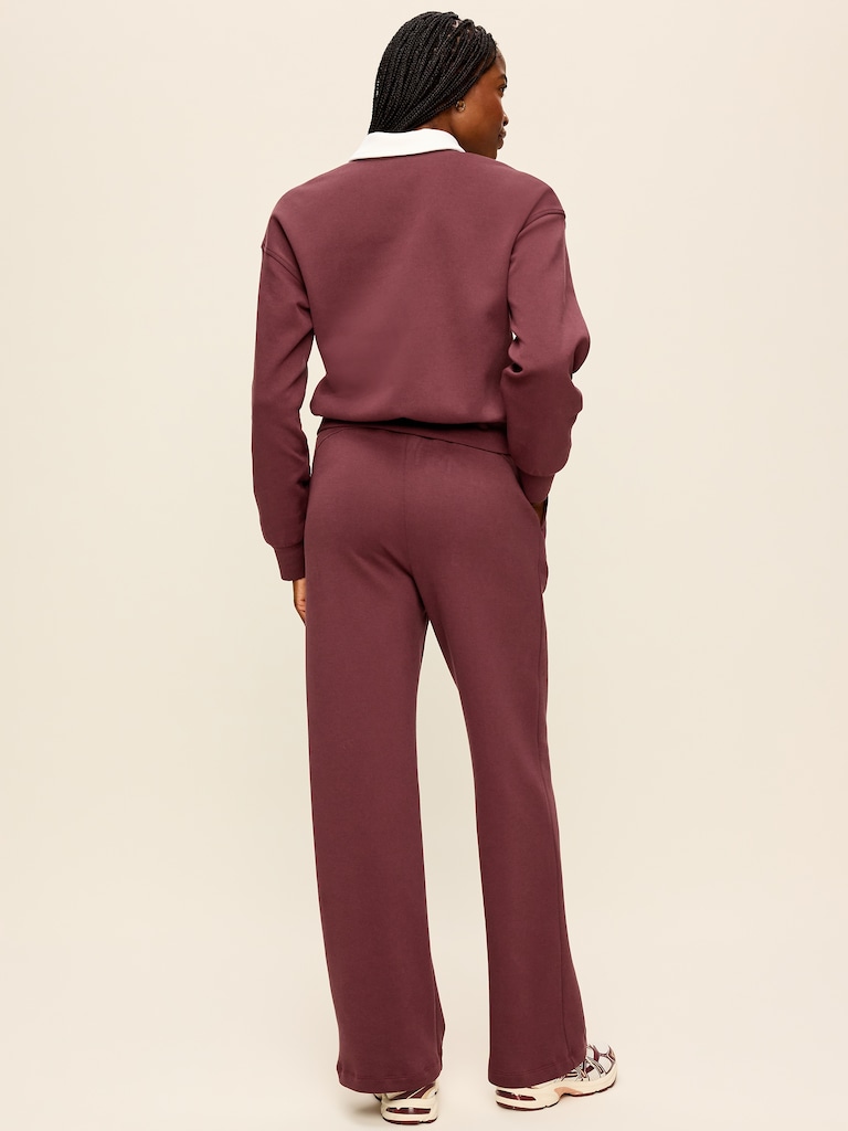 Mid-Rise Dynamic Fleece Textured Wide-Leg Sweatpants