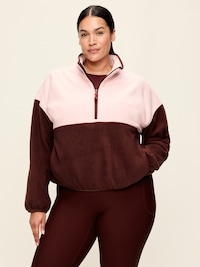 Oversized Half-Zip Cropped Fleece Sweatshirt