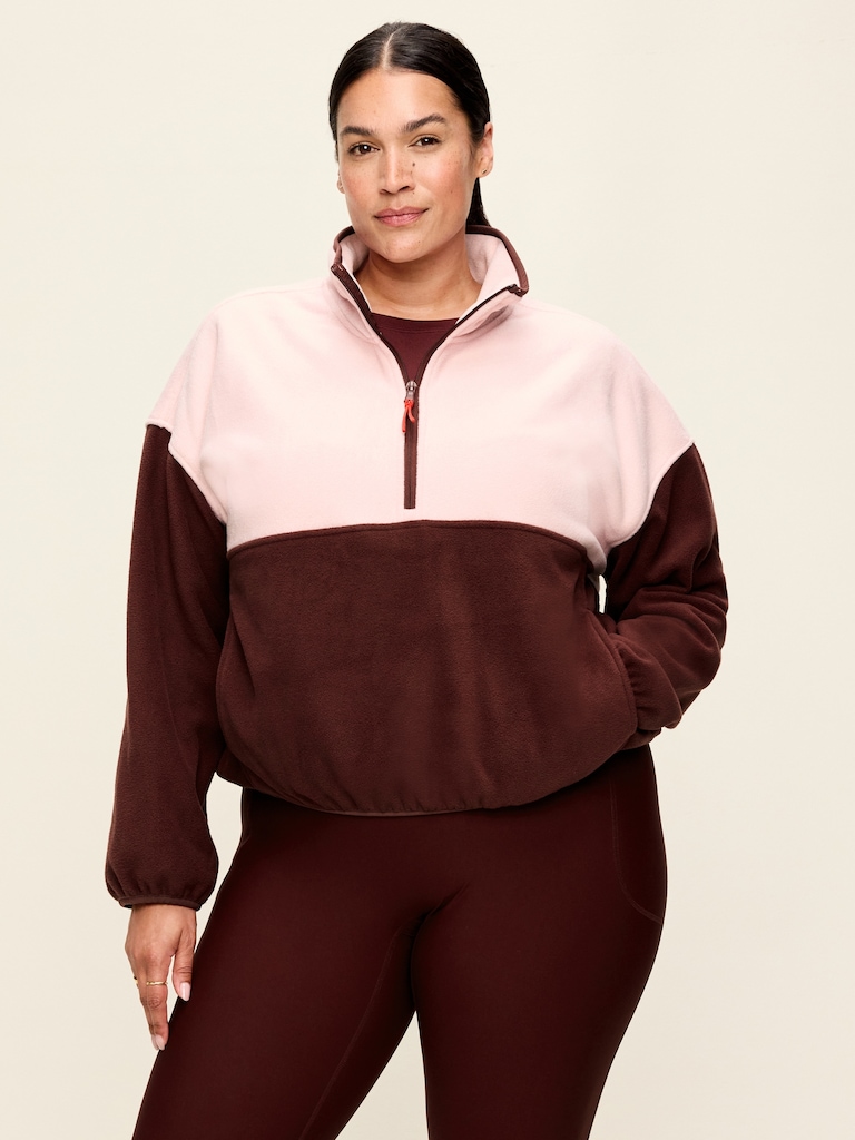 Oversized Half-Zip Cropped Fleece Sweatshirt