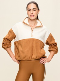 Oversized Half-Zip Cropped Fleece Sweatshirt
