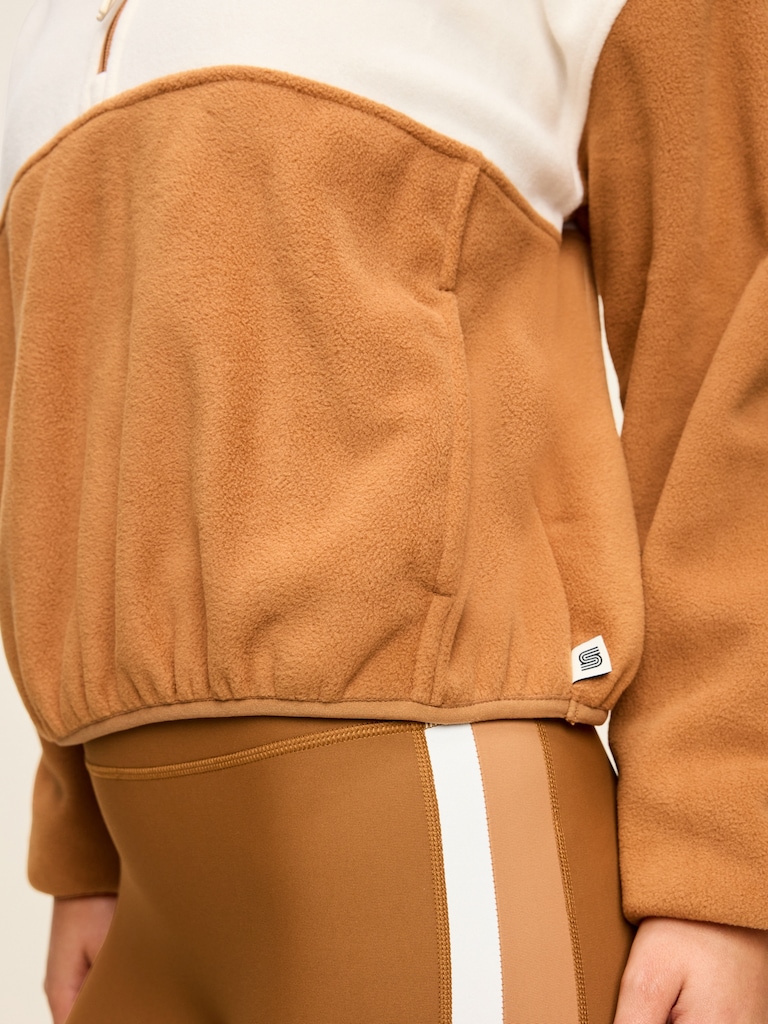 Oversized Half-Zip Cropped Fleece Sweatshirt
