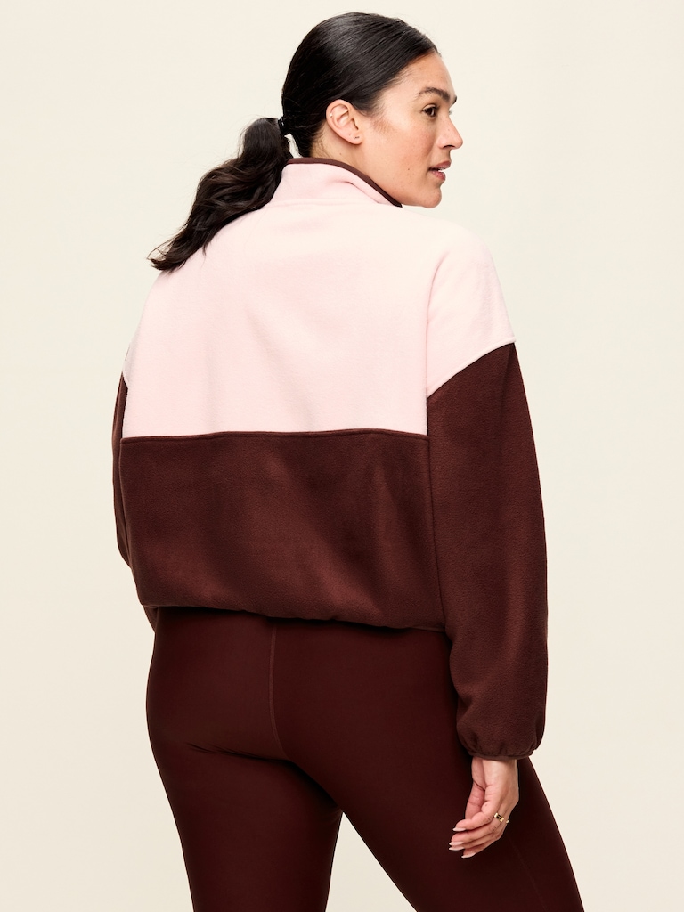 Oversized Half-Zip Cropped Fleece Sweatshirt