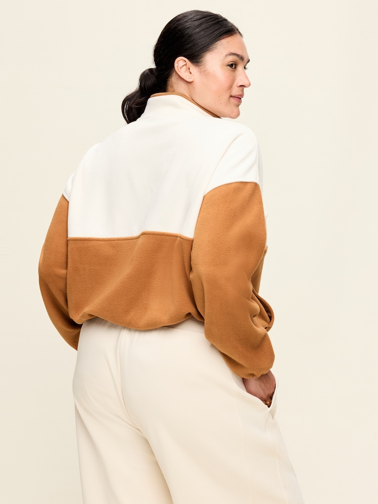 Oversized Half-Zip Cropped Fleece Sweatshirt
