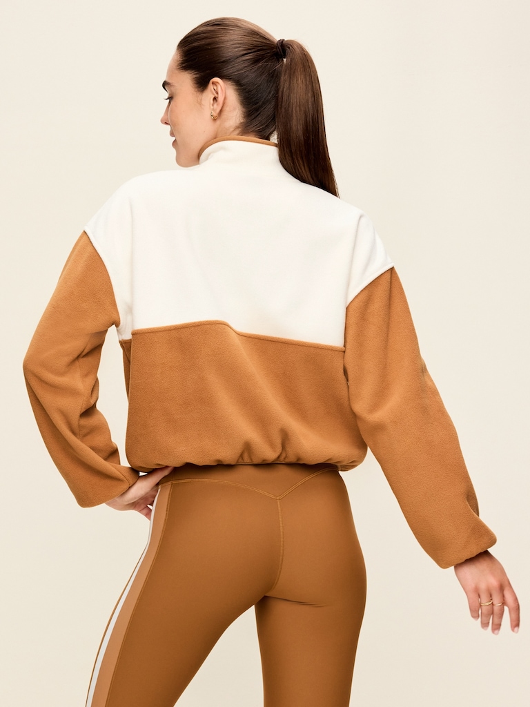 Oversized Half-Zip Cropped Fleece Sweatshirt