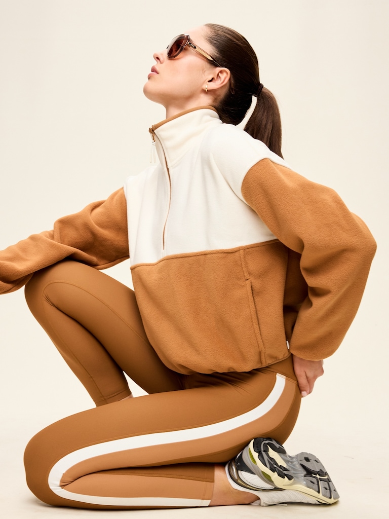 Oversized Half-Zip Cropped Fleece Sweatshirt