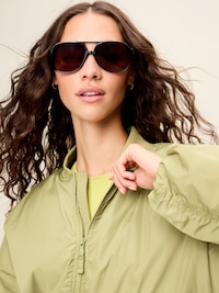Water-Resistant Oversized Bubble-Hem Zip Bomber Jacket