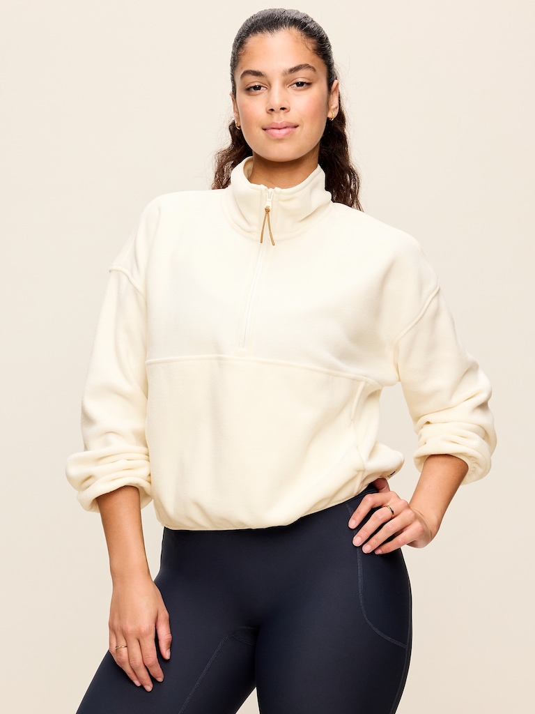 Oversized Half-Zip Cropped Fleece Sweatshirt