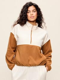 Oversized Half-Zip Cropped Fleece Sweatshirt
