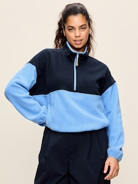 Oversized Half-Zip Cropped Fleece Sweatshirt