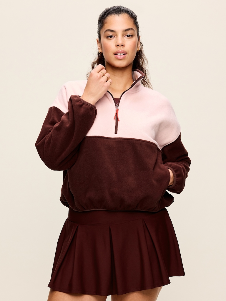 Oversized Half-Zip Cropped Fleece Sweatshirt