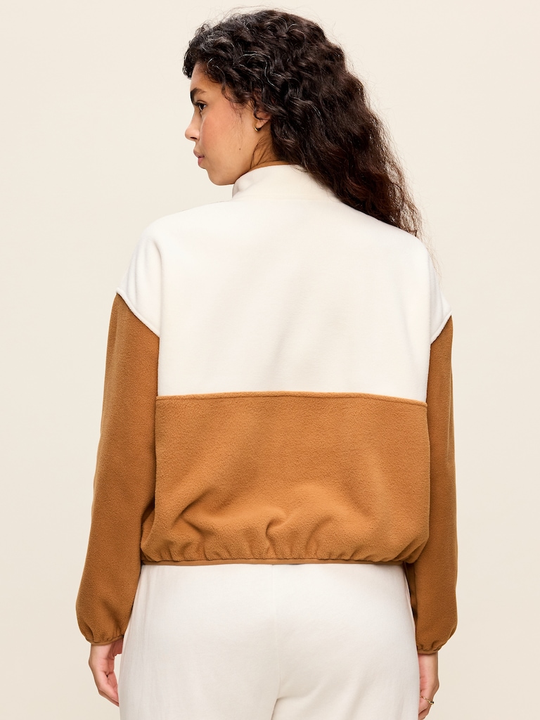 Oversized Half-Zip Cropped Fleece Sweatshirt