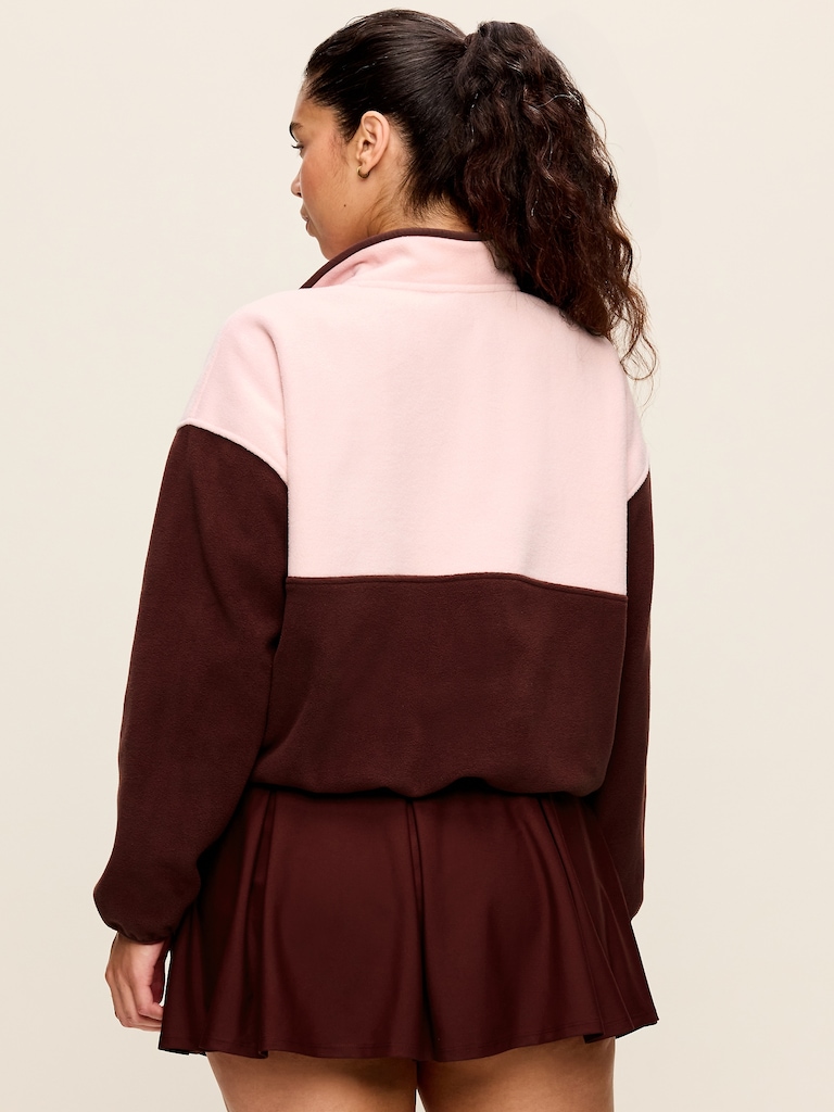 Oversized Half-Zip Cropped Fleece Sweatshirt