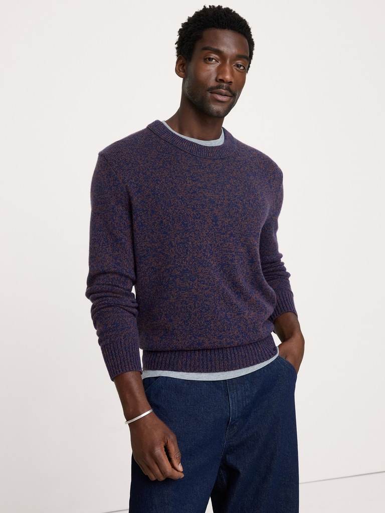 Marled Cotton-Cashmere Crew-Neck Sweater