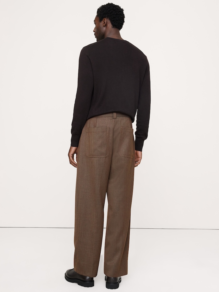Loose Belted Twill Dress Pant