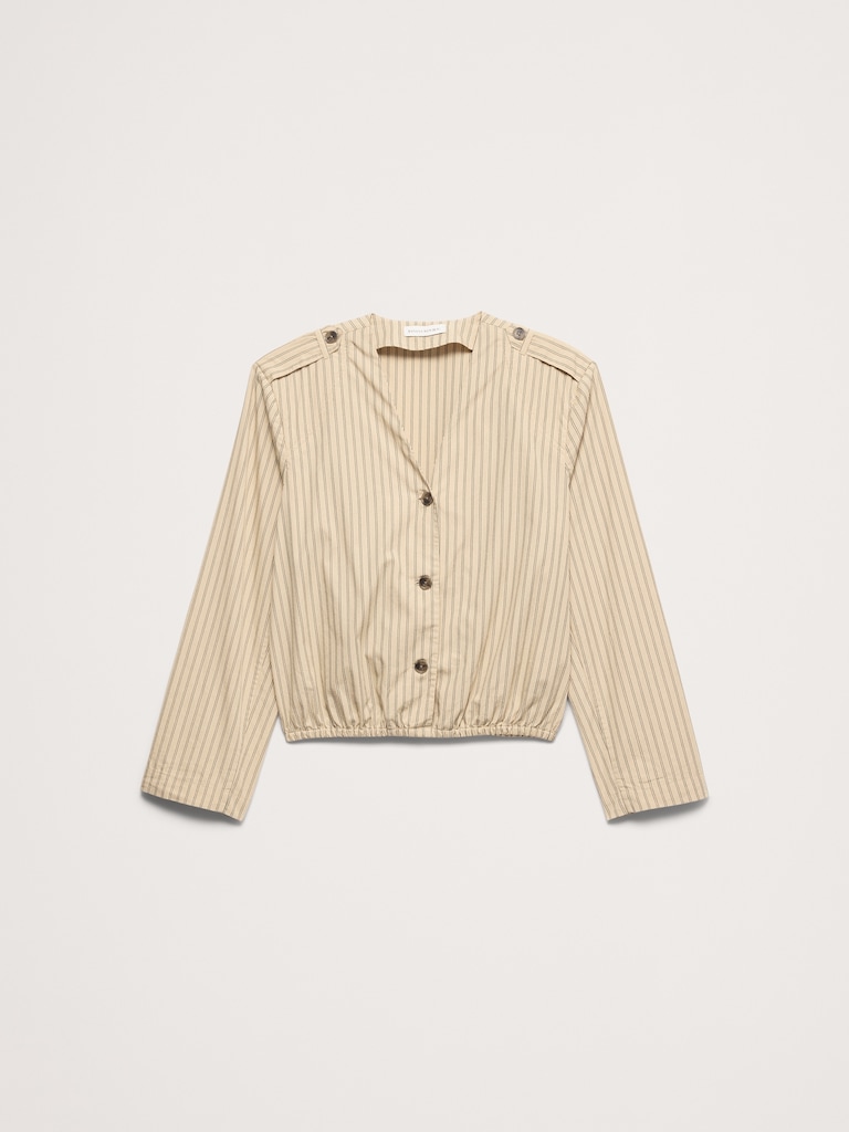 Cotton Poplin Bubble-Hem Shirt
