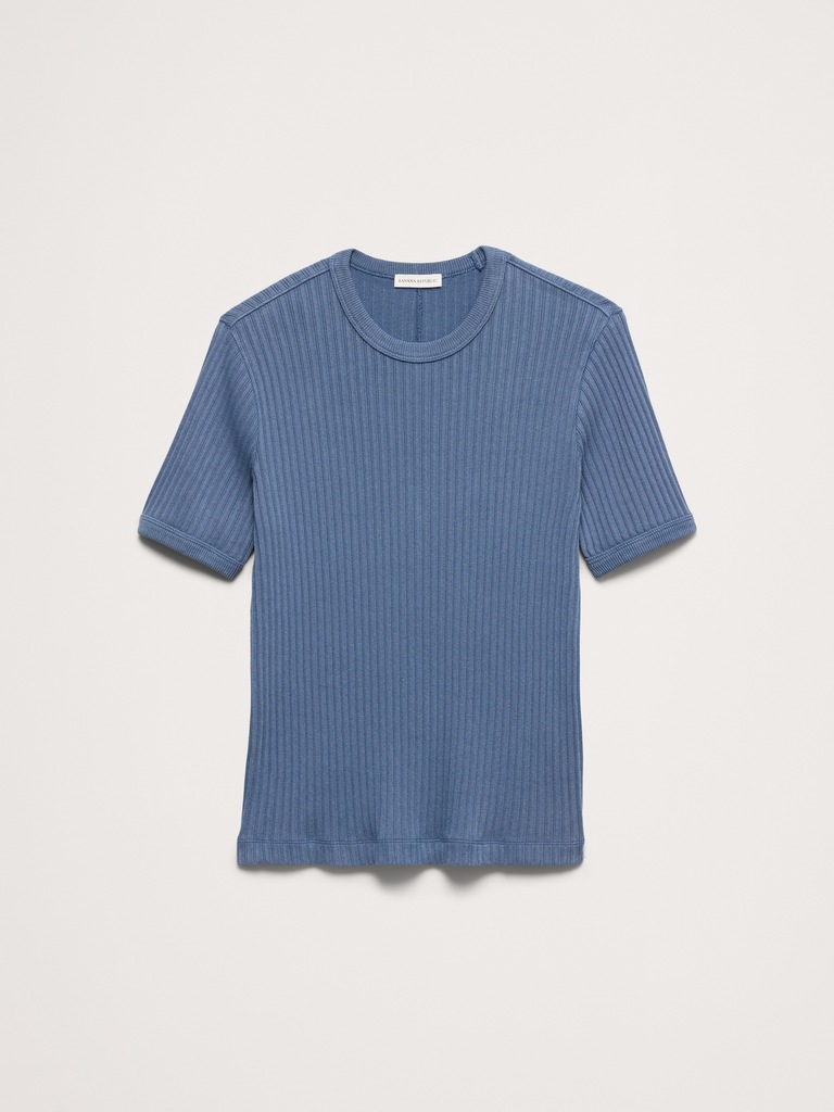 Ribbed Stretch-Cotton Crew-Neck T-Shirt