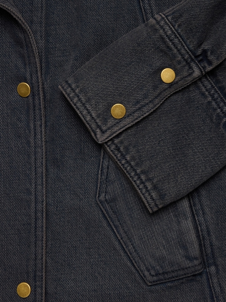 Cropped Denim Trench Coat