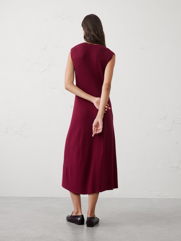 Cotton Ribbed Midi Sweater Dress