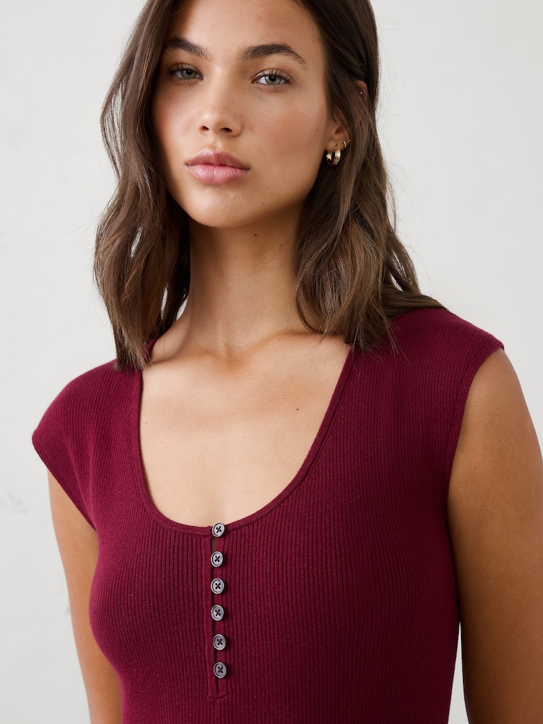 Cotton Ribbed Midi Sweater Dress