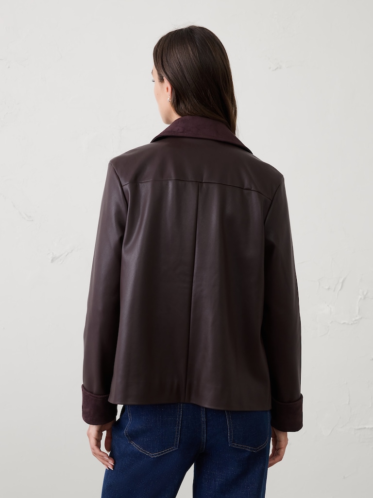 Vegan Leather with Vegan Suede Trim Jacket