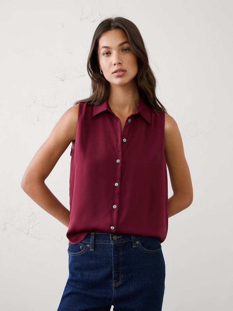 Silky Collared Top