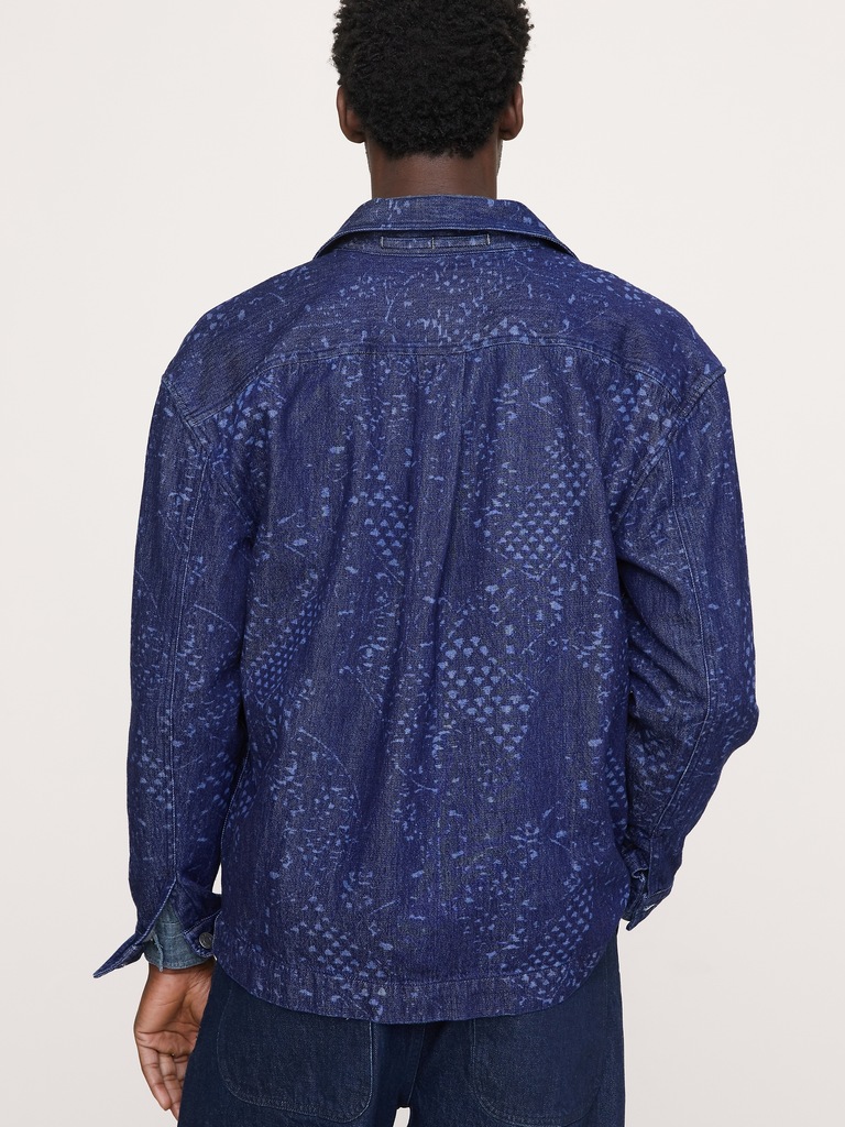 Relaxed-Fit Italian Printed Denim Shirt