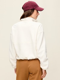 Oversized Half-Zip Cropped Fleece Sweatshirt
