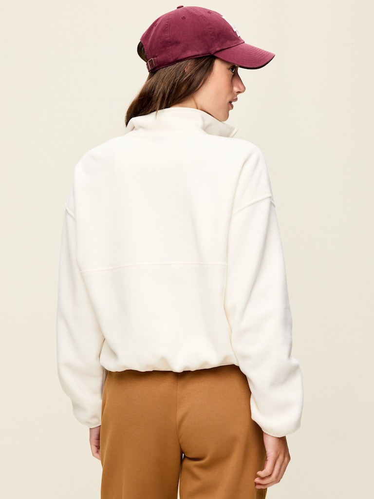 Oversized Half-Zip Cropped Fleece Sweatshirt