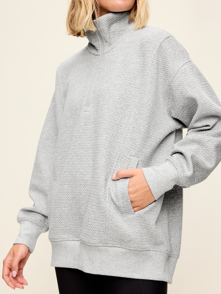Dynamic Fleece Oversized Textured Tunic Sweatshirt