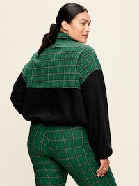 Oversized Half-Zip Cropped Fleece Sweatshirt