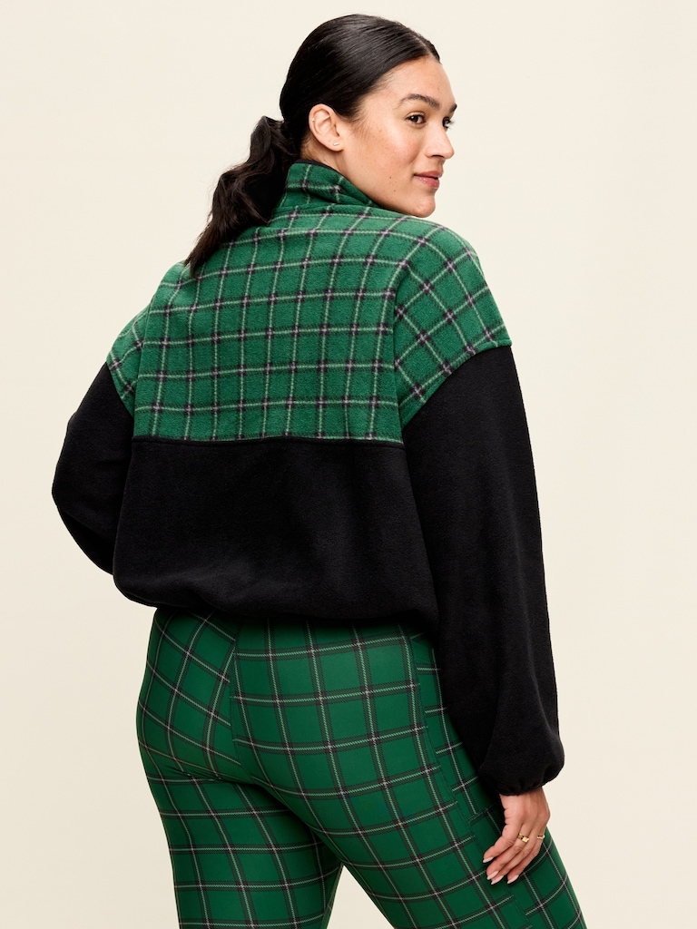 Oversized Half-Zip Cropped Fleece Sweatshirt