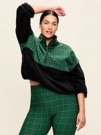 Oversized Half-Zip Cropped Fleece Sweatshirt