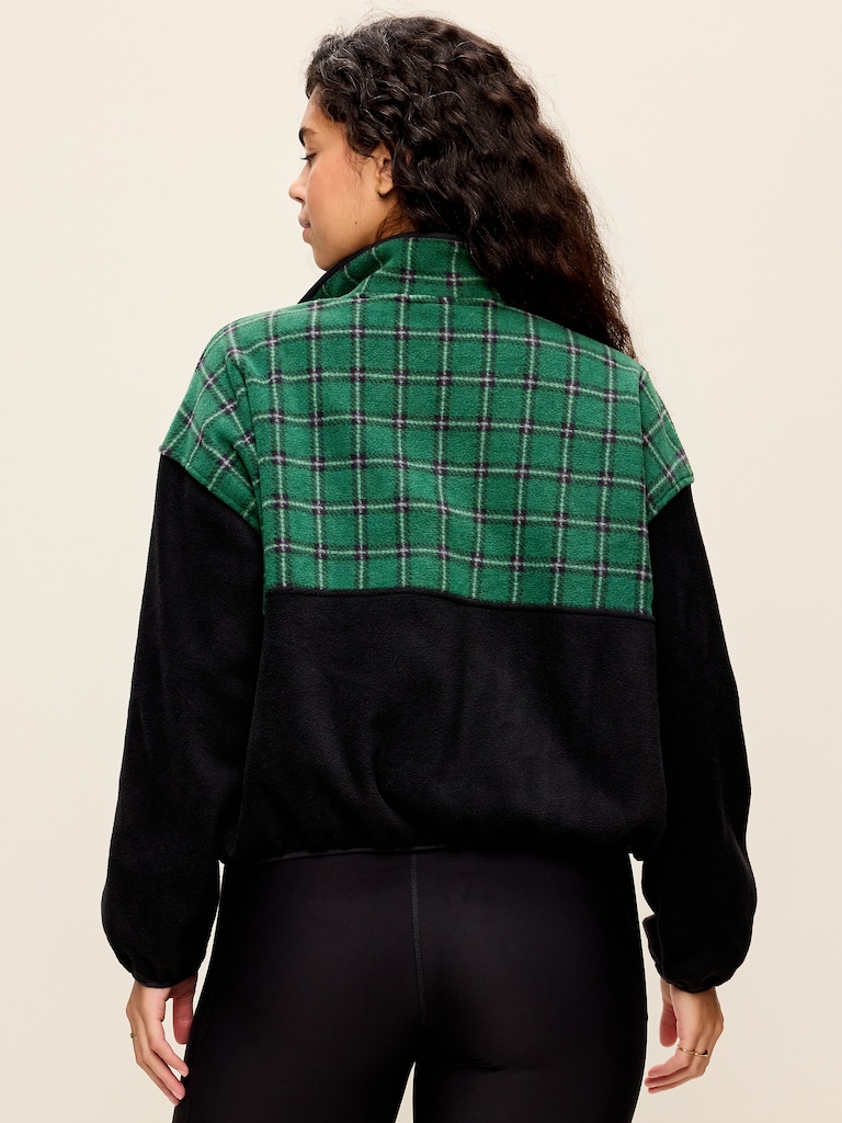Oversized Half-Zip Cropped Fleece Sweatshirt