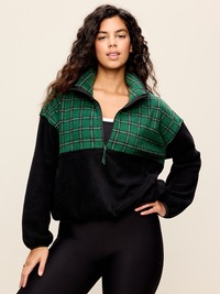 Oversized Half-Zip Cropped Fleece Sweatshirt