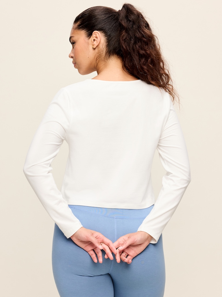 Long-Sleeve Split-Neck Top
