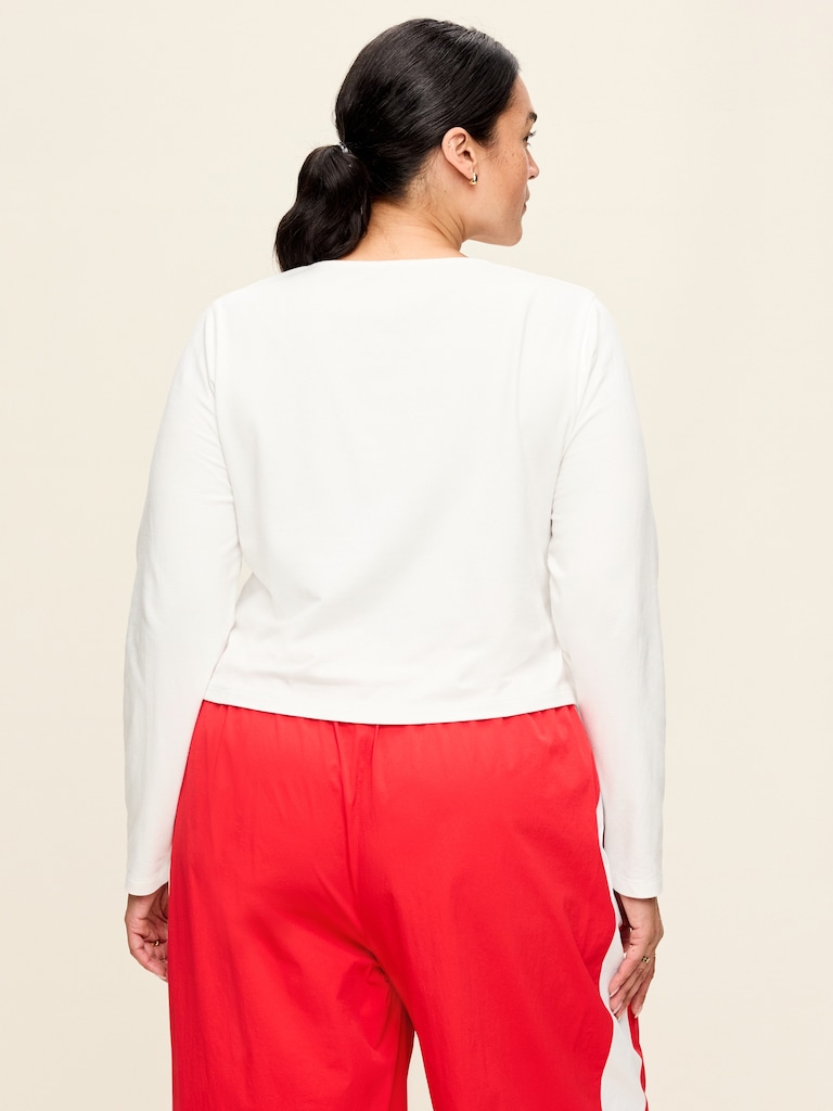 Long-Sleeve Split-Neck Top