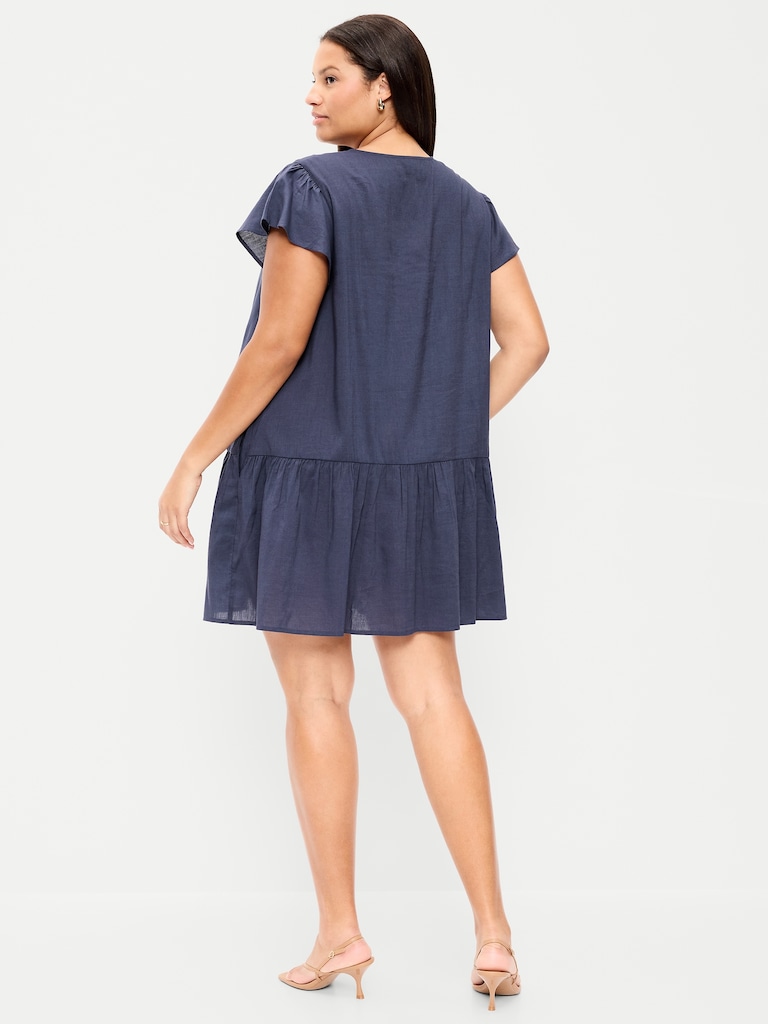 Flutter-Sleeve Mini Swing Dress